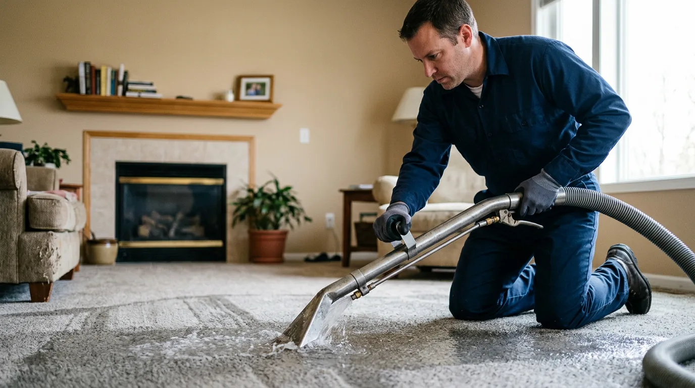 Water damage restoration technician working near Nashua, IA